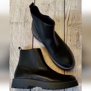 Dolce Vita Black Faux Leather Lobera Chelsea Boots Size 10